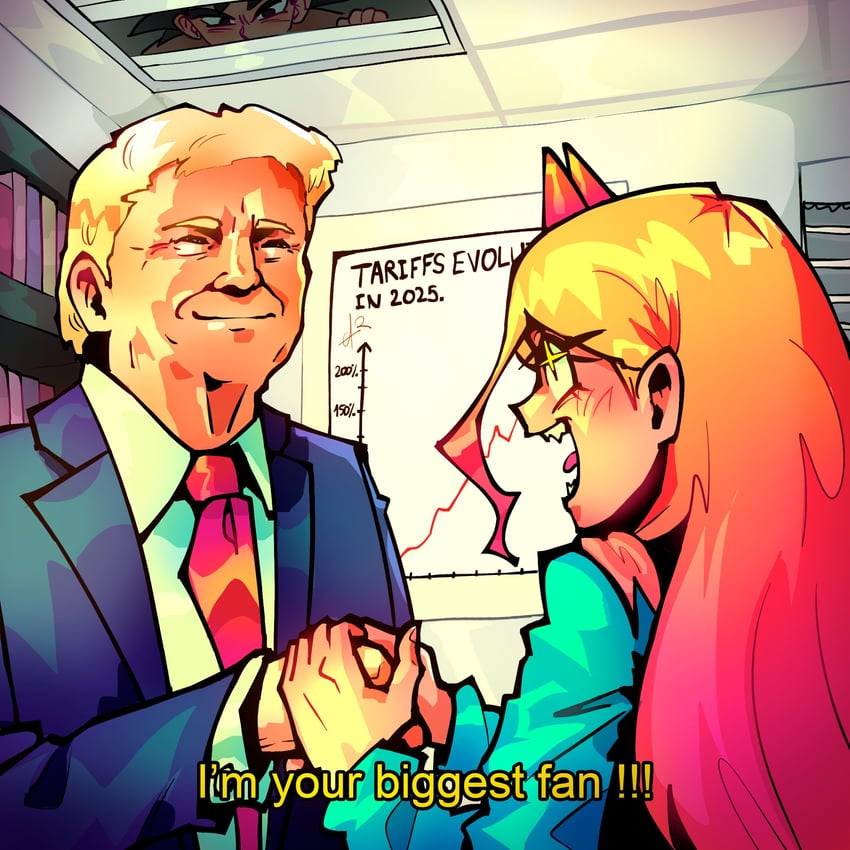 son goku, power, and donald trump (chainsaw man and 2 more) drawn by alpharecdyt