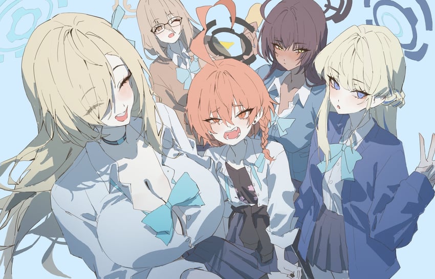 asuna, toki, karin, neru, and akane (blue archive) drawn by netural