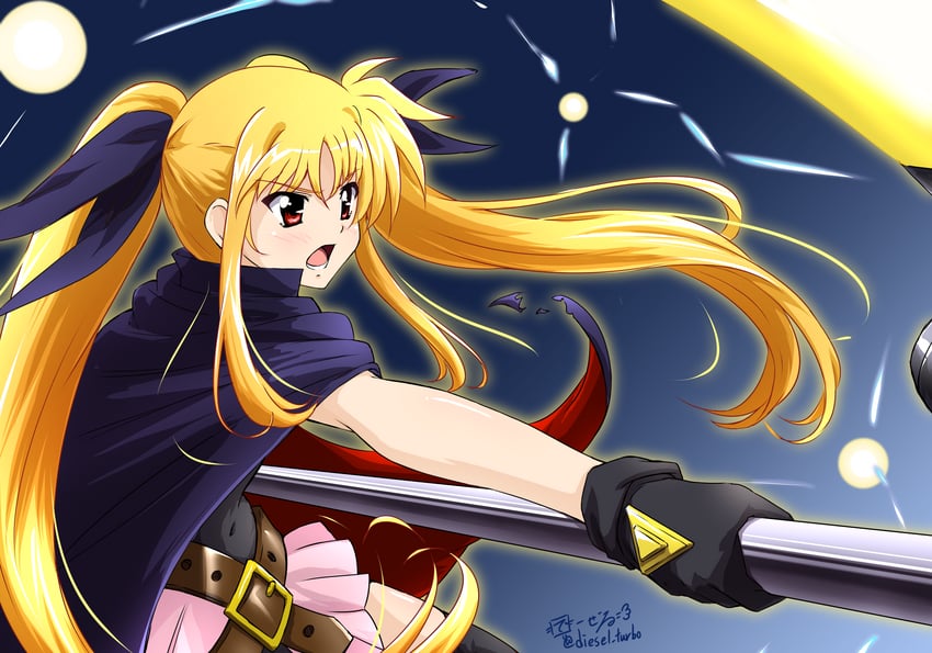 fate testarossa and bardiche (lyrical nanoha and 1 more) drawn by diesel-turbo