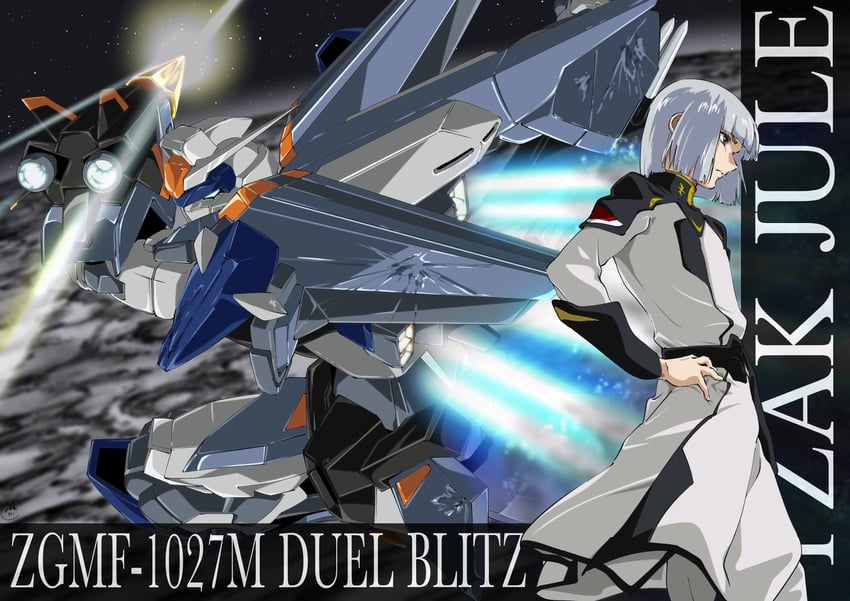 yzak joule and duel blitz gundam (gundam and 2 more) drawn by shibukawa_daisuke