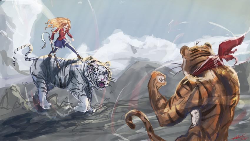 aisaka taiga and tony the tiger (toradora! and 1 more) drawn by dailuo