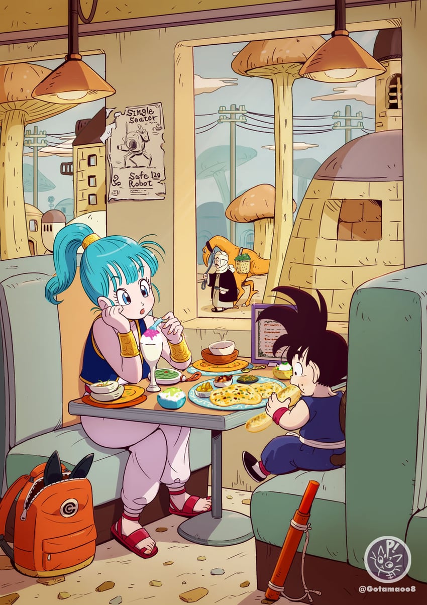 son goku and bulma (dragon ball) drawn by norita_(6110885)