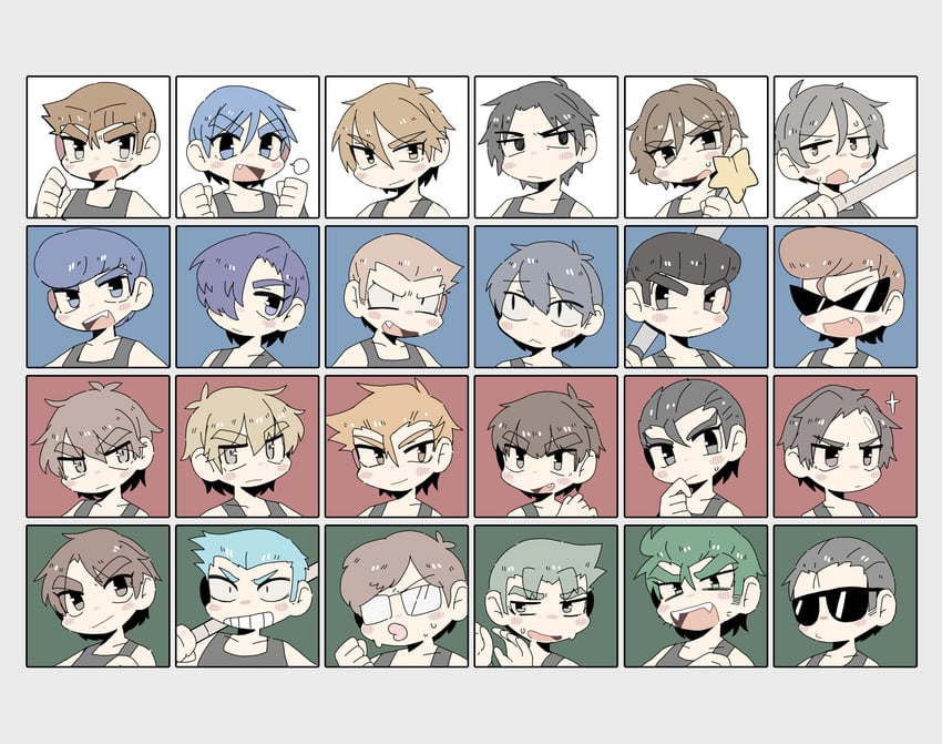 kunio-kun, riki, sugata, godai, nanase, and 4 more (kunio-kun series) drawn by user_dsjg7883