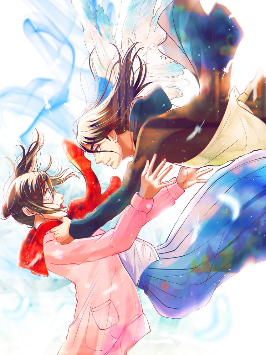 mikasa ackerman and eren yeager (shingeki no kyojin) drawn by tuyu_ermk