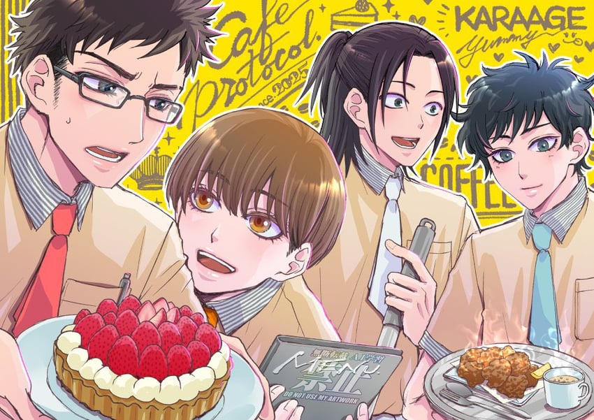 takami kouki, mizuo haruichi, taguchi ryuuya, and tohno gen (futsuu no keion-bu) drawn by gorou_(spitz_f_dog)