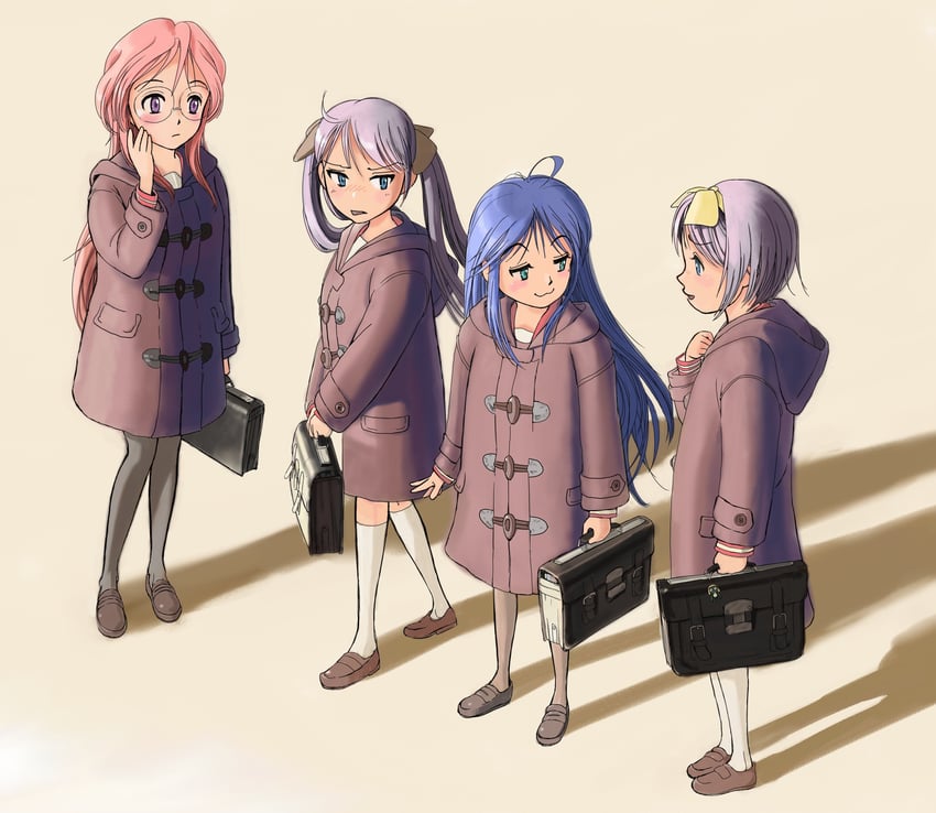 hiiragi kagami, izumi konata, hiiragi tsukasa, and takara miyuki (lucky star) drawn by takizawa_seihou