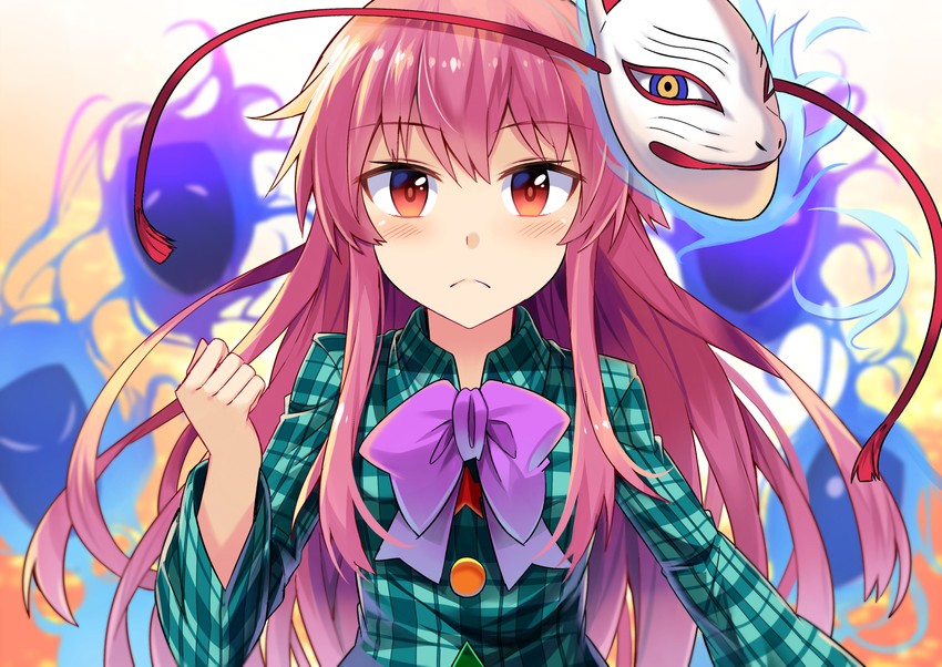 hata no kokoro (touhou) drawn by e.o.