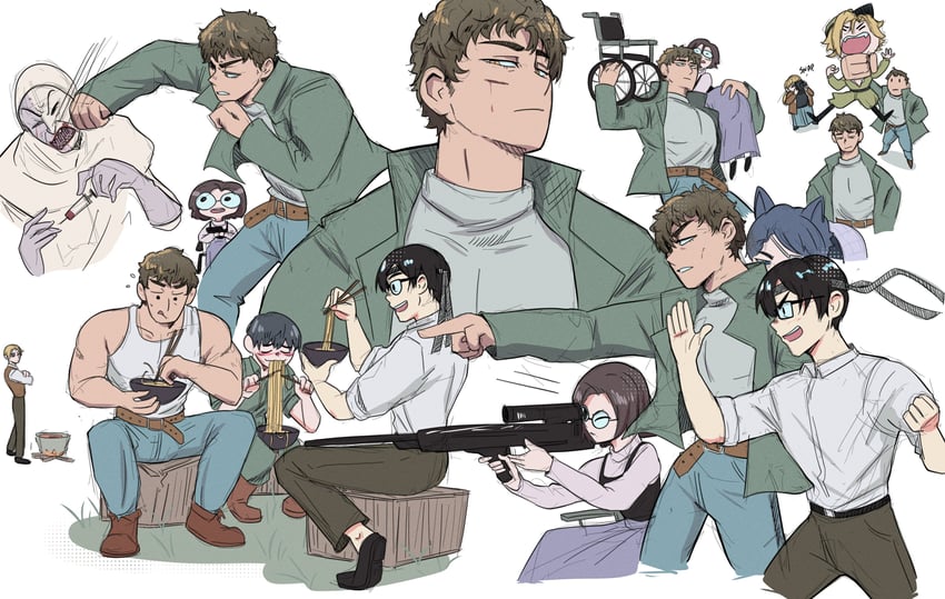 levi, daan, karin, olivia, marcoh, and 4 more (fear & hunger and 1 more) drawn by onac911