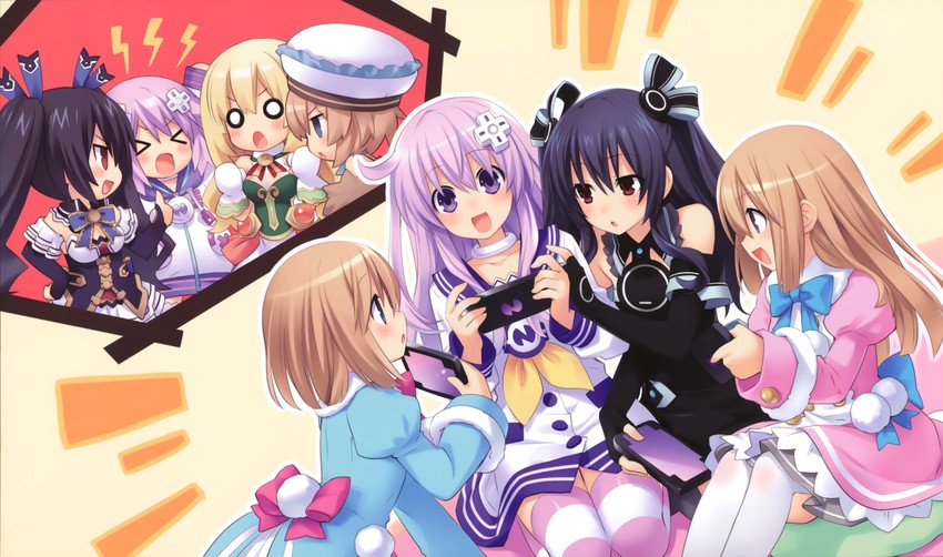 neptune, noire, nepgear, blanc, vert, and 3 more (neptune and 1 more) drawn by tsunako