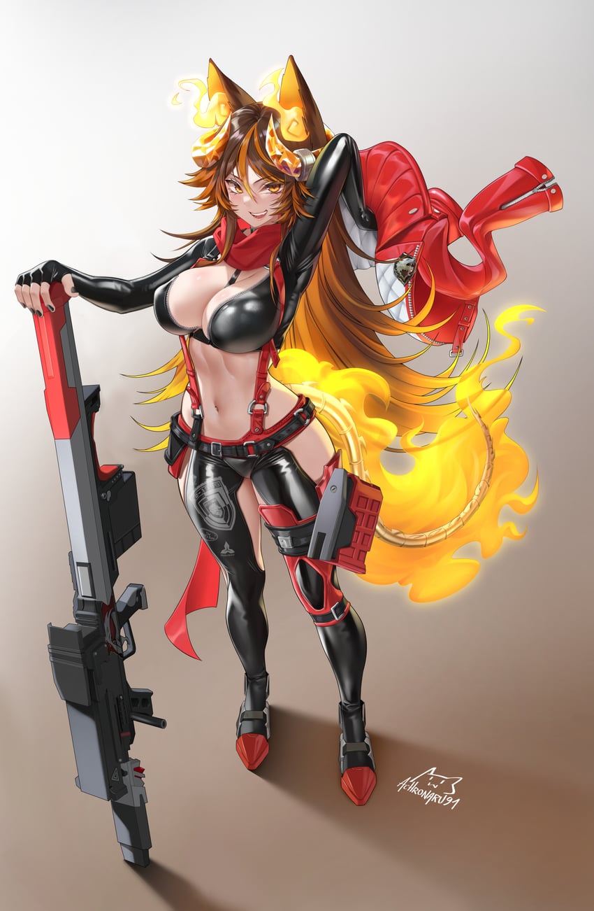 red hood and sinder (indie virtual youtuber and 1 more) drawn by achromaru
