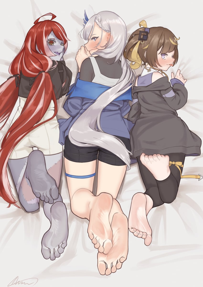 kureiji ollie, pavolia reine, and anya melfissa (hololive and 1 more) drawn by aiharararara
