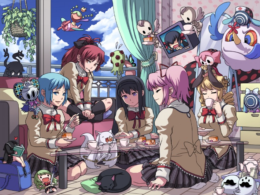 akemi homura, kaname madoka, miki sayaka, sakura kyoko, tomoe mami, and 15 more (mahou shoujo madoka magica) drawn by demiano