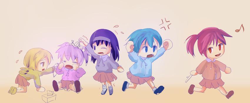 akemi homura, kaname madoka, miki sayaka, sakura kyoko, and tomoe mami (mahou shoujo madoka magica) drawn by furoaoba