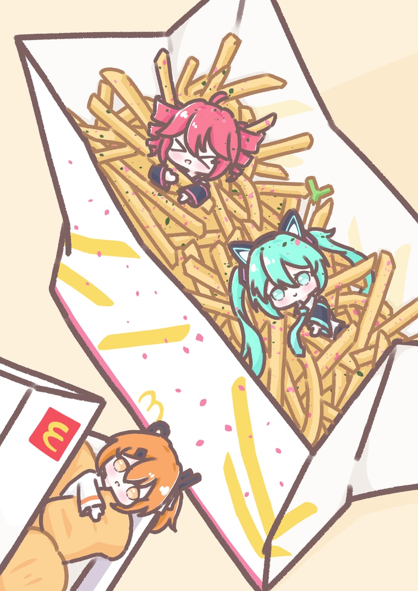 hatsune miku, kasane teto, and adachi rei (vocaloid and 3 more) drawn by cott_(cott_5)