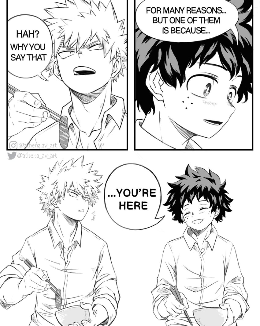 midoriya izuku and bakugou katsuki (boku no hero academia) drawn by athena_av
