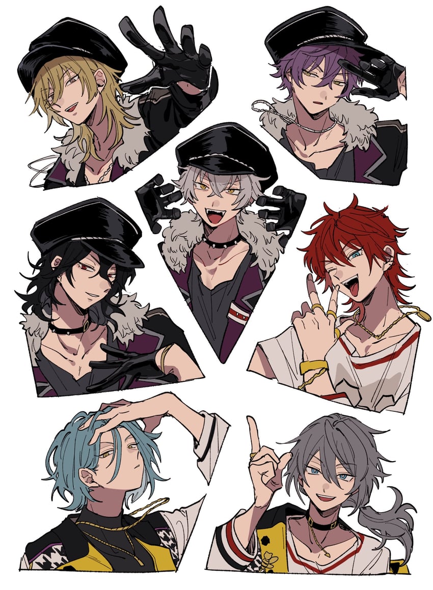 amagi rinne, sakuma rei, shiina niki, hakaze kaoru, himeru, and 2 more (ensemble stars!) drawn by aoi_(yooo009)
