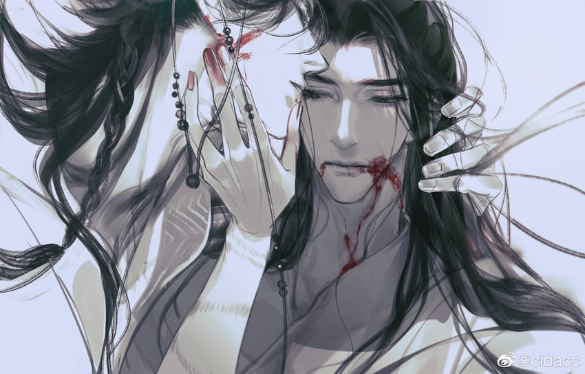 chu wanning, mo ran, and taxian-jun (erha he ta de bai mao shizun) drawn by nourfeiar