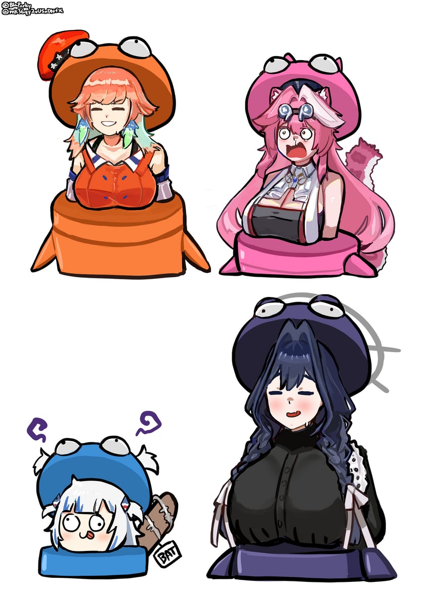 ouro kronii, takanashi kiara, raora panthera, and semibot (hololive and 2 more) drawn by blaparky