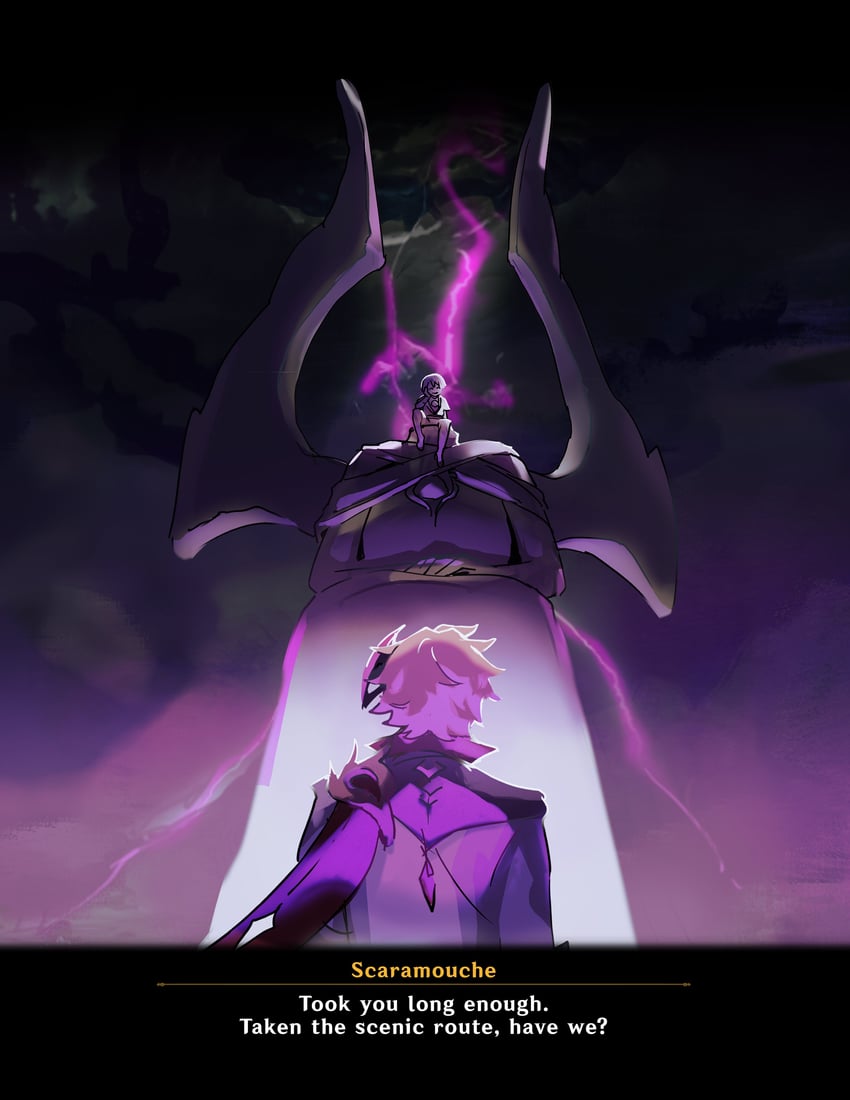 scaramouche and tartaglia (genshin impact) drawn by fenkko