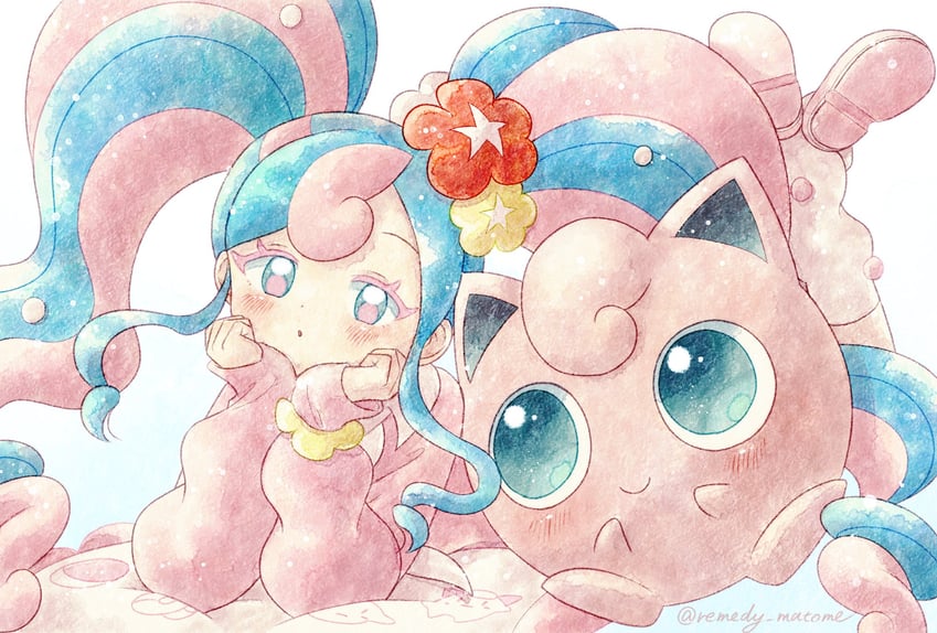 hatsune miku, jigglypuff, and fairy miku (pokemon and 2 more) drawn by remedy_matome