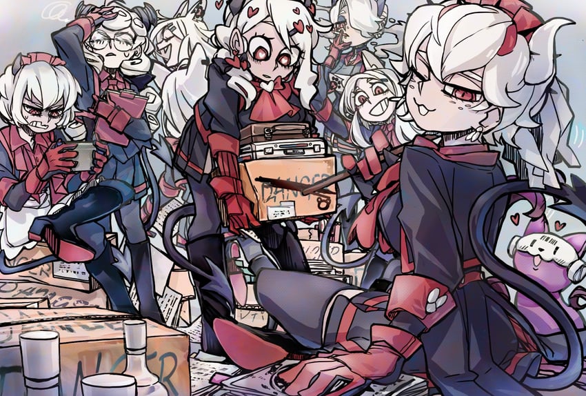 modeus, cerberus, malina, zdrada, beelzebub, and 2 more (helltaker) drawn by sennmannkai2929