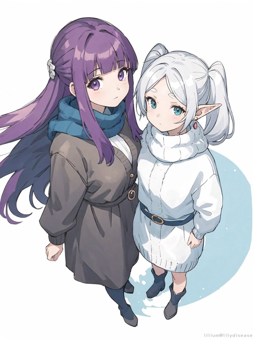 frieren and fern (sousou no frieren) drawn by lilium_(lilydisease)