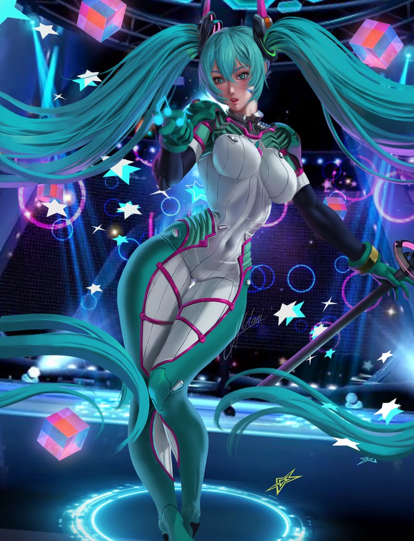 hatsune miku and d.va (vocaloid and 2 more) drawn by hlulani