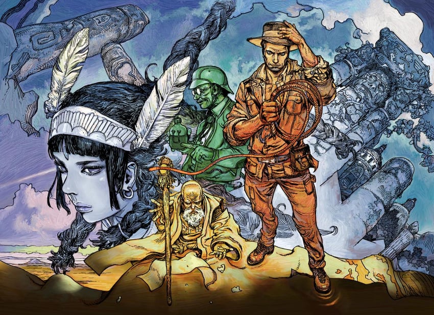mulbruk, kosugi shawn, kosugi lemeza, and elder xelpud (la mulana) drawn by terada_katsuya
