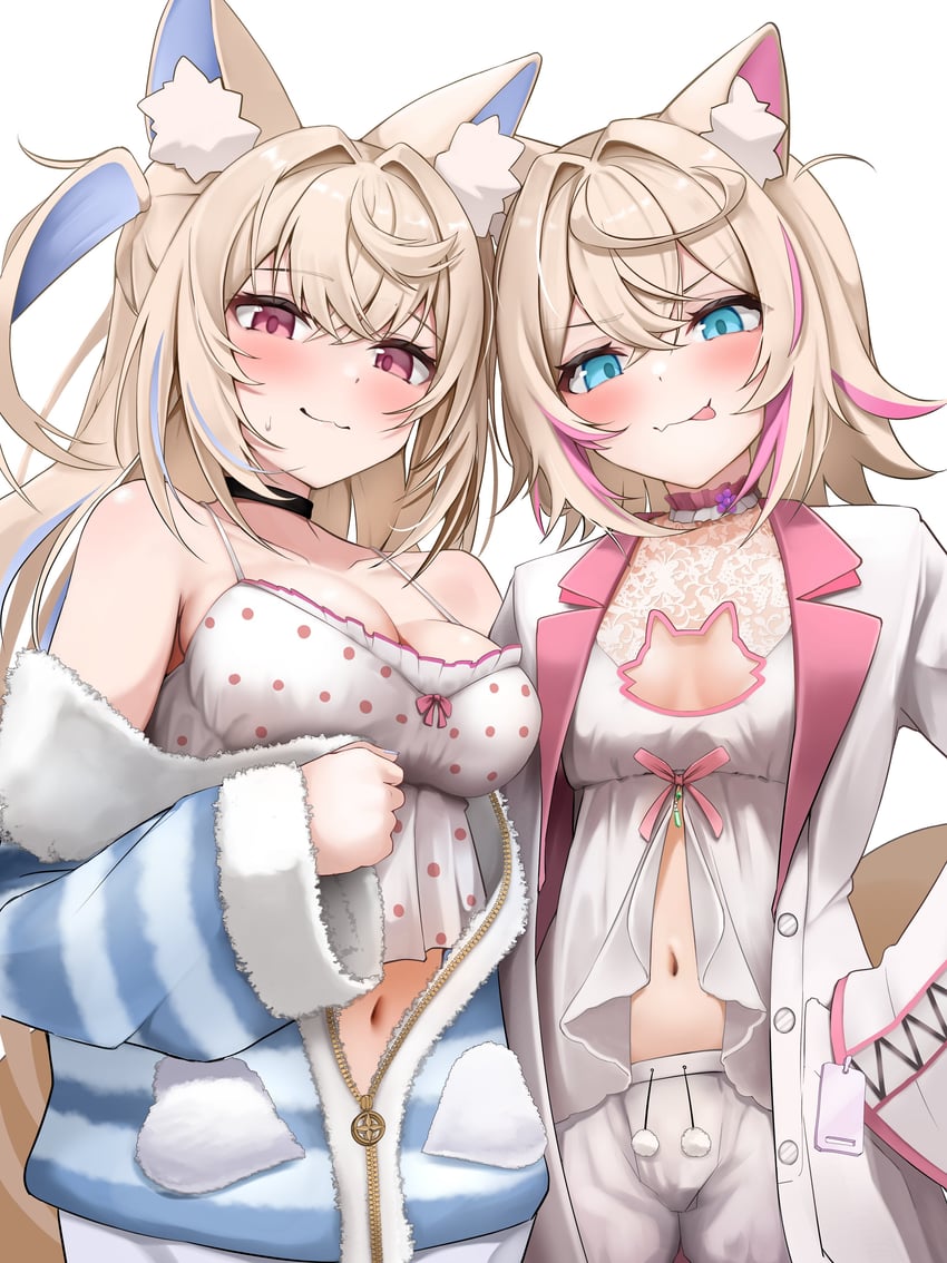 fuwawa abyssgard and mococo abyssgard (hololive and 1 more) drawn by micon