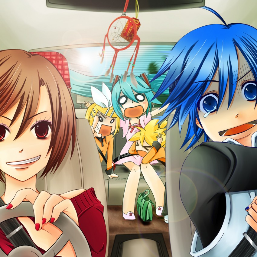 hatsune miku, kagamine rin, kagamine len, kaito, and meiko (vocaloid) drawn by agi_(kankarado)