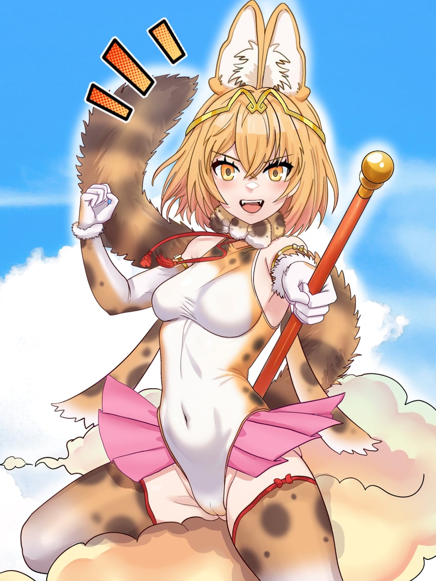 serval and golden snub-nosed monkey (kemono friends and 1 more) drawn by shivuakichi