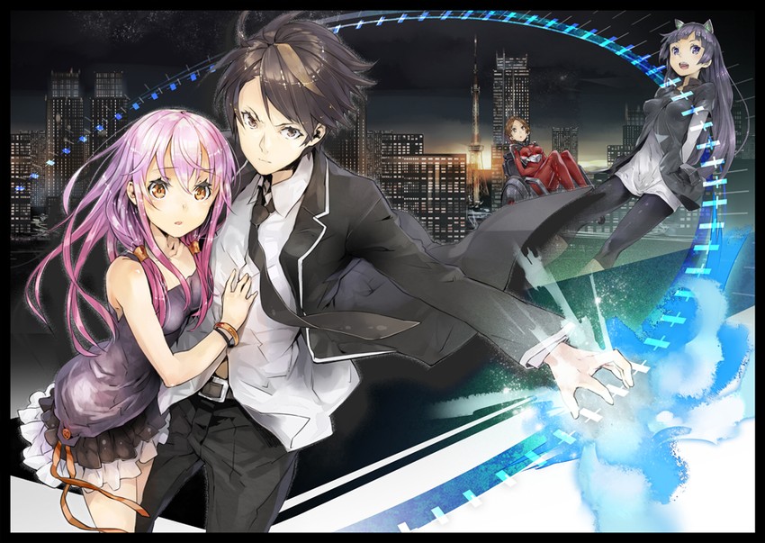 yuzuriha inori, ouma shuu, tsugumi, and shinomiya ayase (guilty crown) drawn by yuugen
