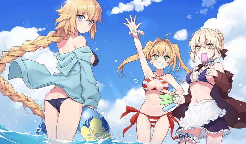artoria pendragon, nero claudius, jeanne d'arc, and saber alter (fate and 1 more) drawn by manglifer