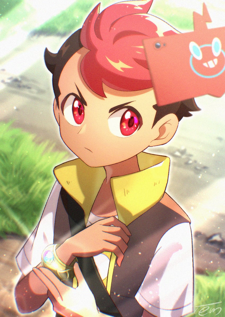 rotom, rotom phone, and roy (pokemon and 1 more) drawn by omotemuki