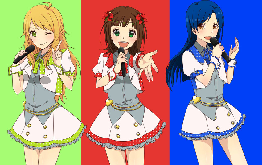 hoshii miki, kisaragi chihaya, and amami haruka (idolmaster and 1 more) drawn by iketsuko