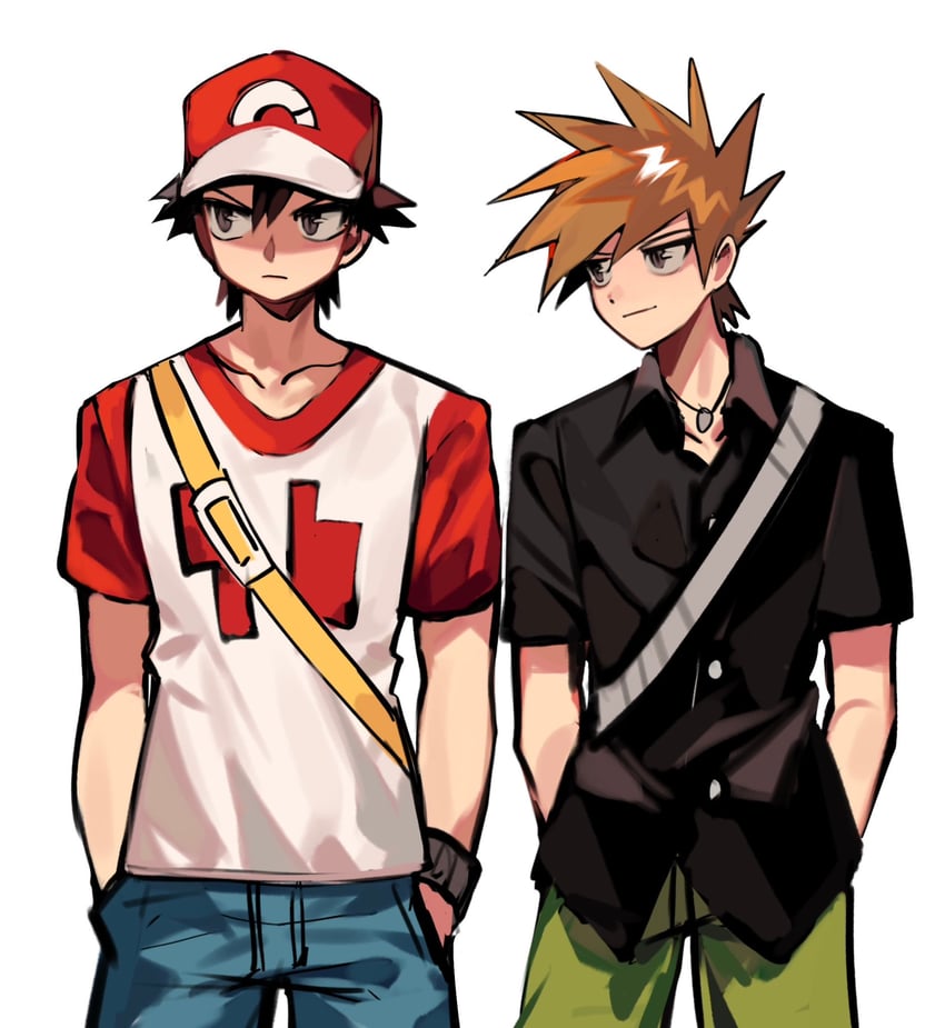 red and blue oak (pokemon and 1 more) drawn by ki2ri5