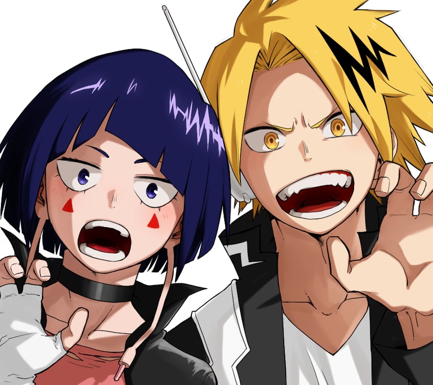 jiro kyoka and kaminari denki (boku no hero academia) drawn by komiya_harumoto