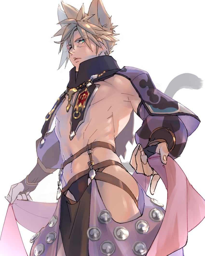 warrior of light and cloud strife (final fantasy and 4 more) drawn by ryouto