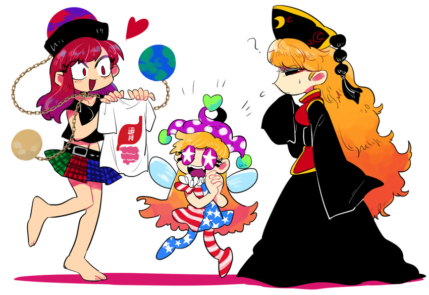clownpiece, junko, and hecatia lapislazuli (touhou) drawn by furukawa_(yomawari)