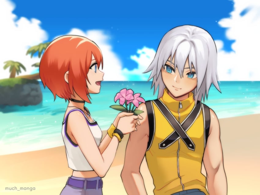 kairi and riku (kingdom hearts and 1 more) drawn by much_manga