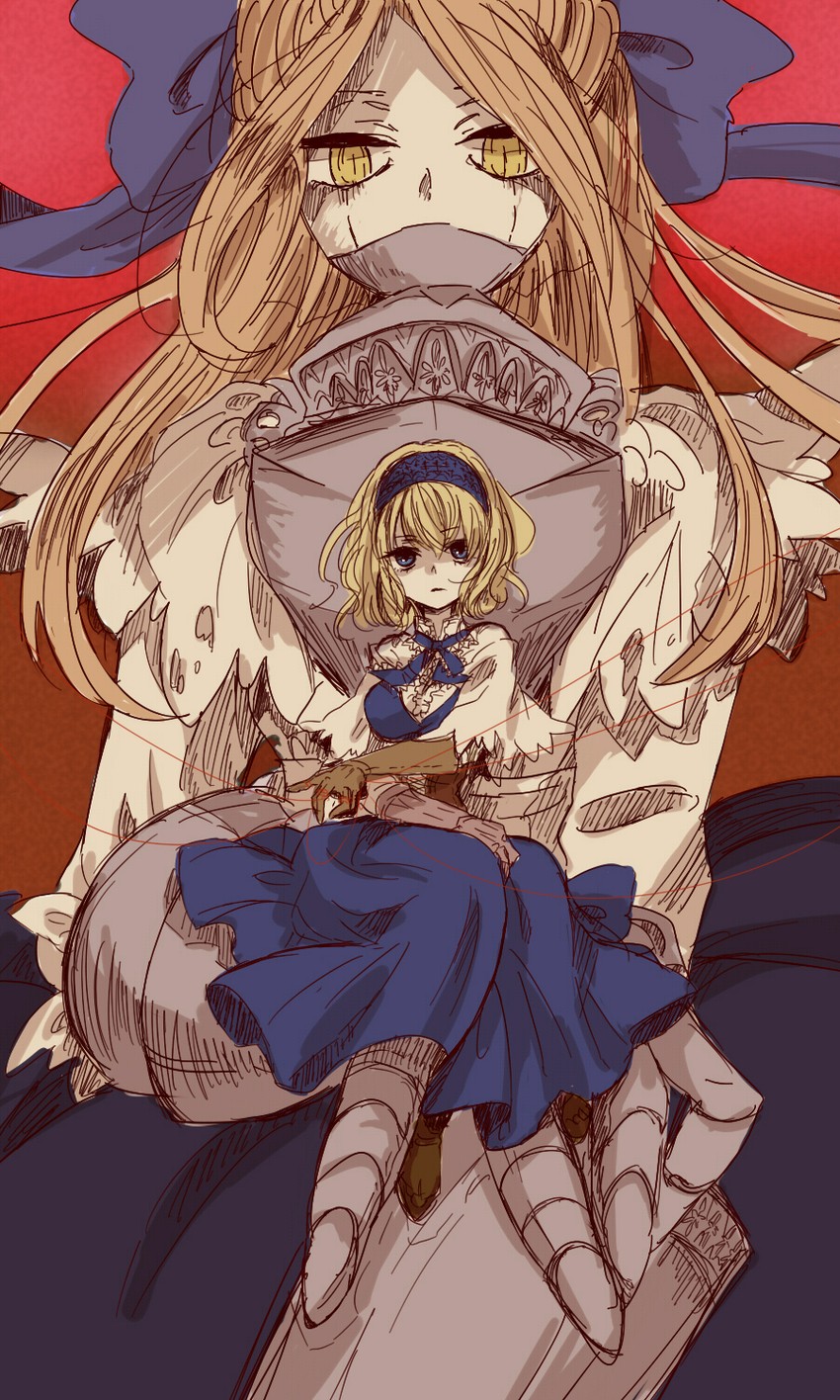 alice margatroid and goliath doll (touhou) drawn by shimana_(cs-ts-az)