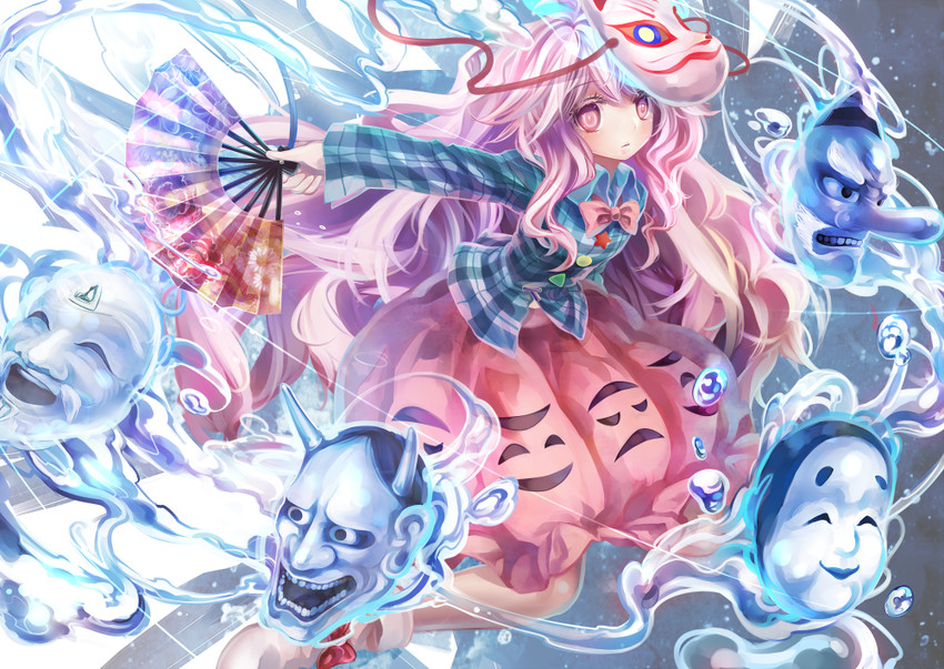 hata no kokoro (touhou) drawn by torino_aqua