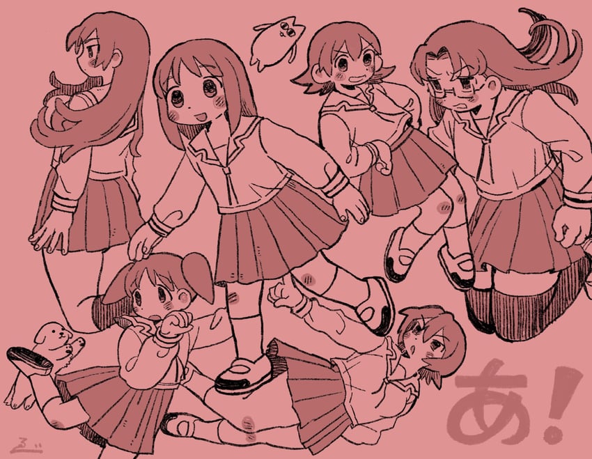 kasuga ayumu, sakaki, mihama chiyo, takino tomo, kagura, and 3 more (azumanga daioh) drawn by ebiebi