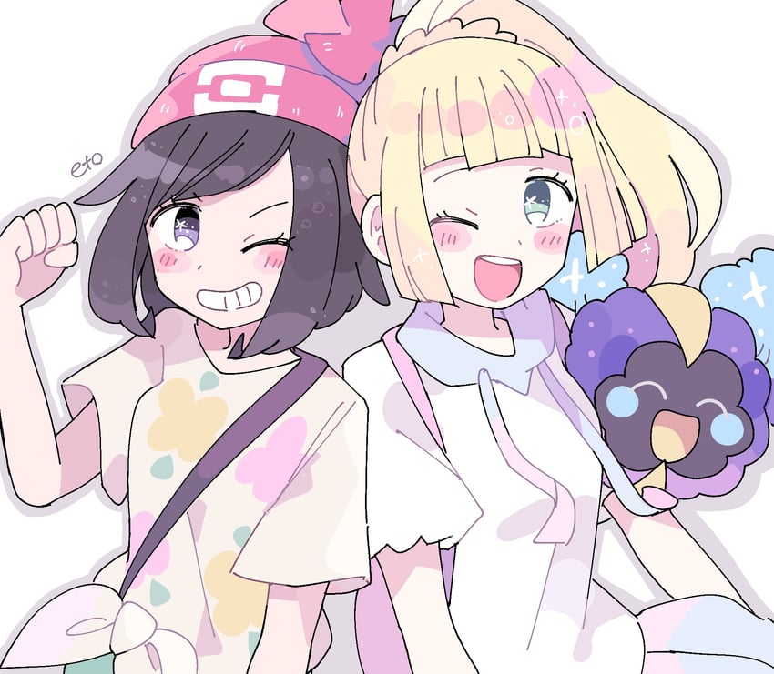 lillie, selene, and cosmog (pokemon and 1 more) drawn by remoooon