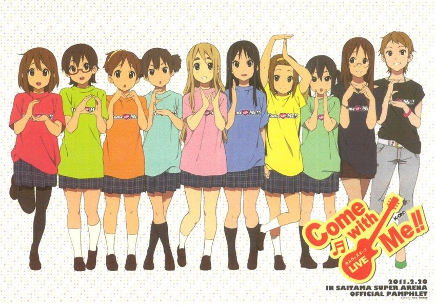 akiyama mio, nakano azusa, hirasawa yui, tainaka ritsu, kotobuki tsumugi, and 5 more (k-on!) drawn by horiguchi_yukiko