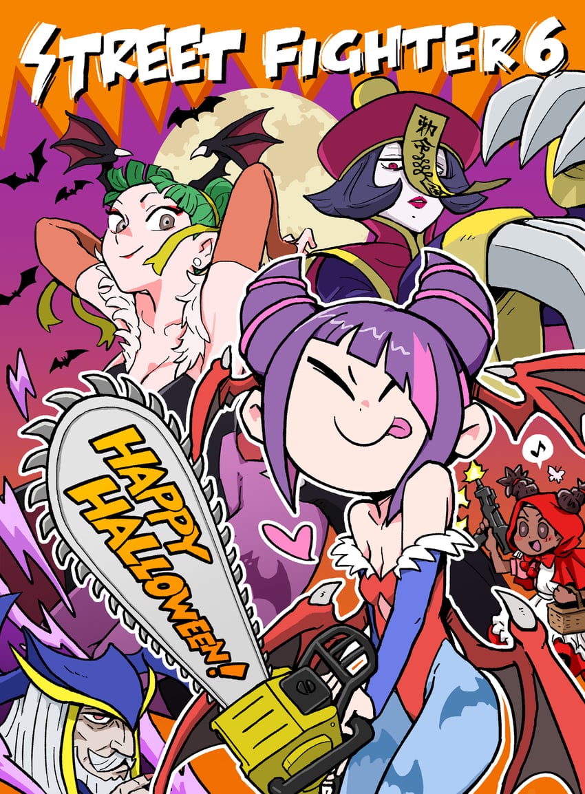 chun-li, morrigan aensland, han juri, lilith, hsien-ko, and 5 more (street fighter and 3 more) drawn by kangyaku