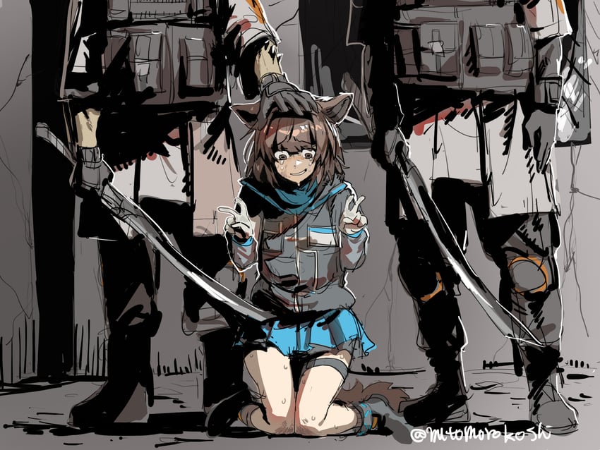 reunion soldier and rhodes island medic (arknights) drawn by mutomorokoshi