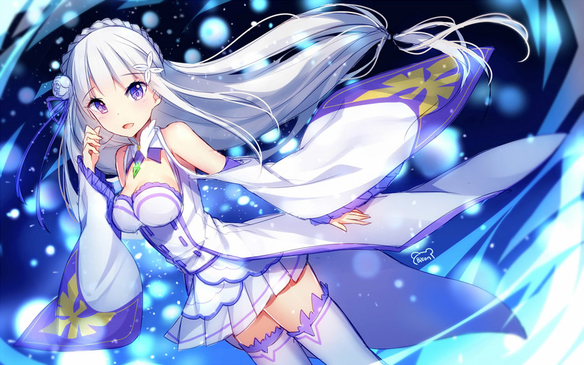 emilia (re:zero kara hajimeru isekai seikatsu) drawn by bison_cangshu