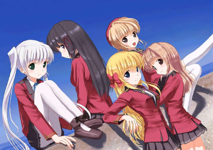 sendou erika, tougi shiro, yuuki haruna, kuze kiriha, and yuuki kanade (fortune arterial) drawn by mocha_(snowflake)