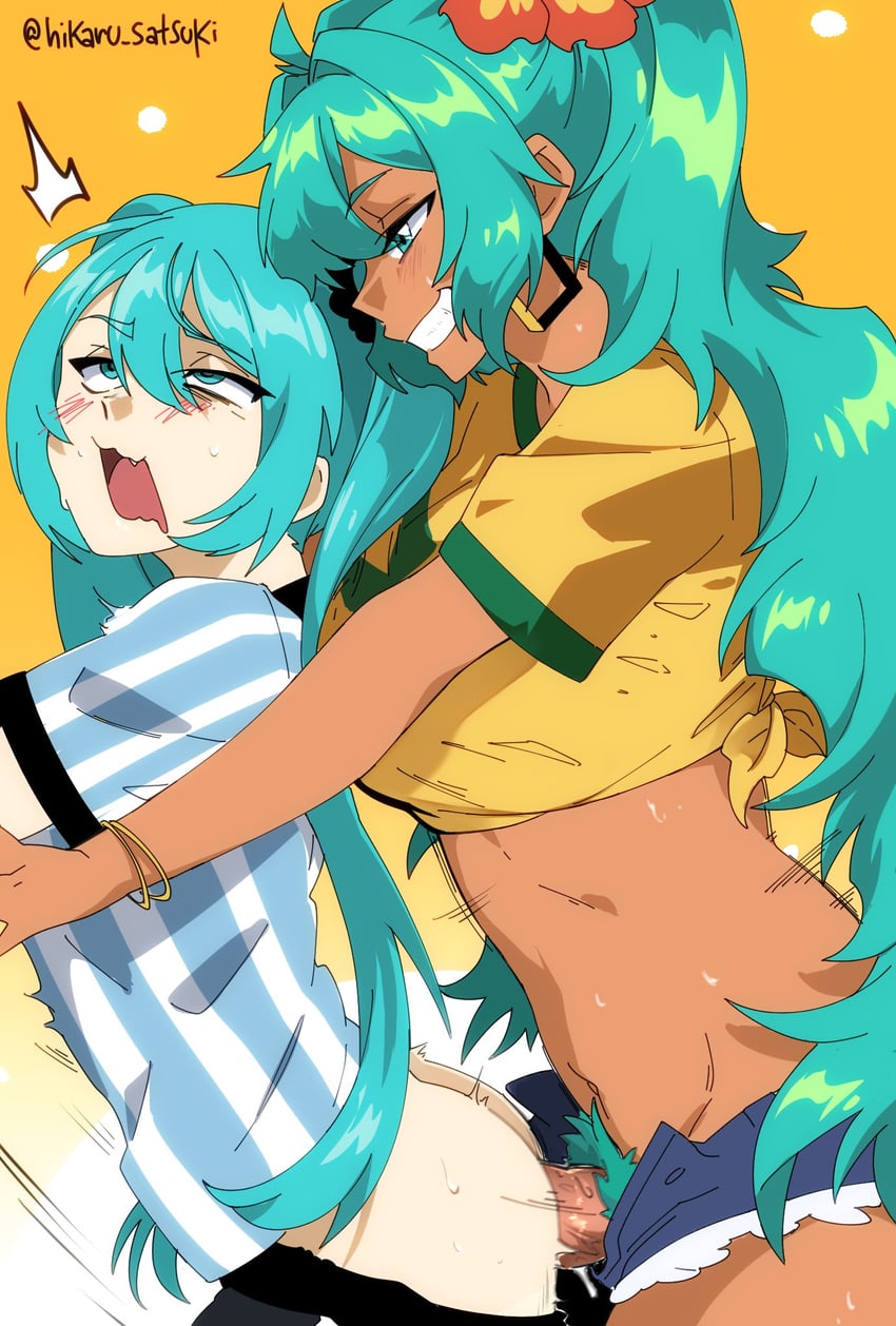 hatsune miku, brazilian miku, and argentinian miku (vocaloid) drawn by hikaru_satsuki